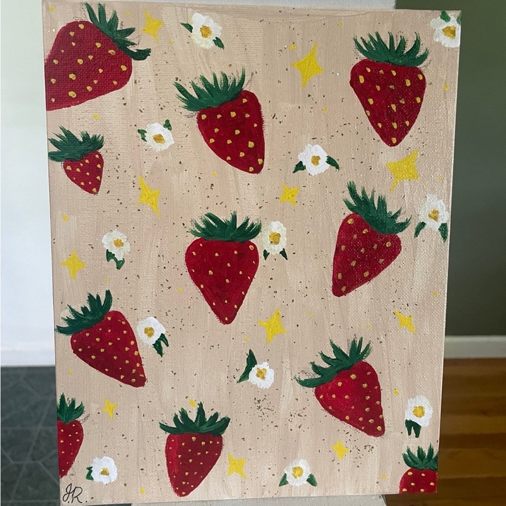 Strawberries canvas painting